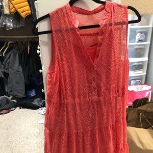 Orange white polka-dot summer dress